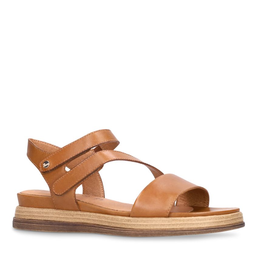Cognac leren sandalen