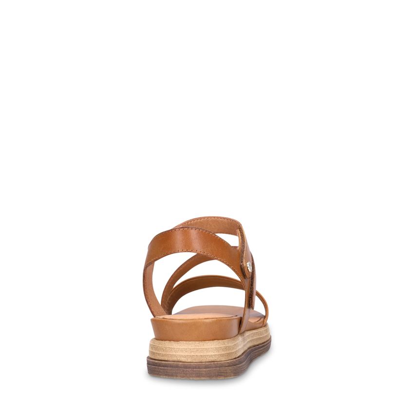 Cognac leren sandalen