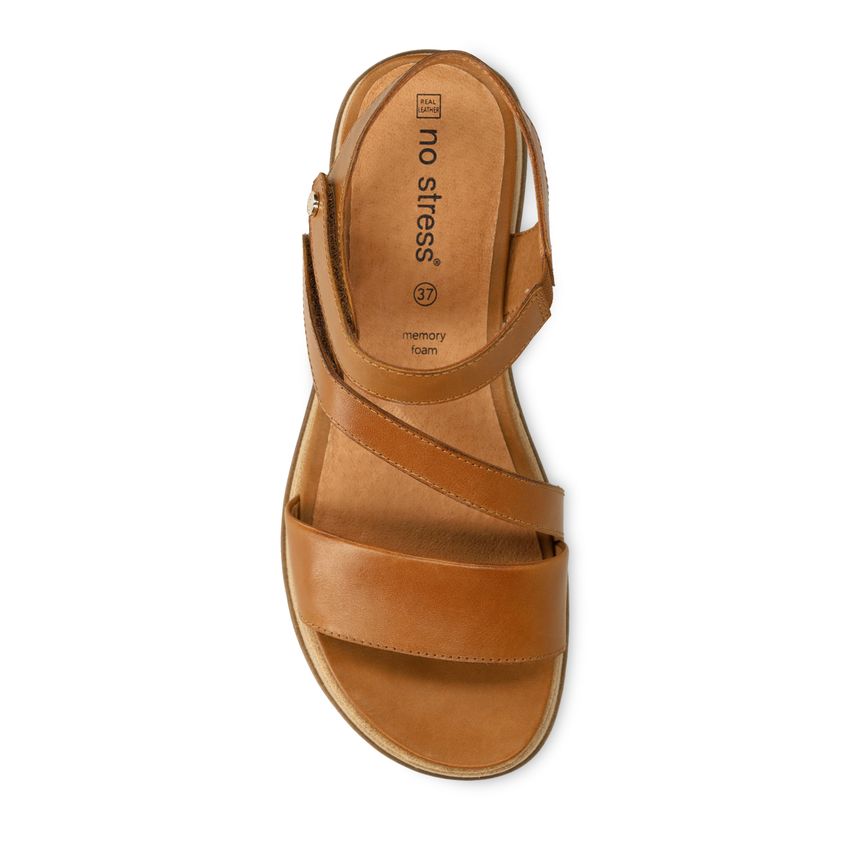 Cognac leren sandalen