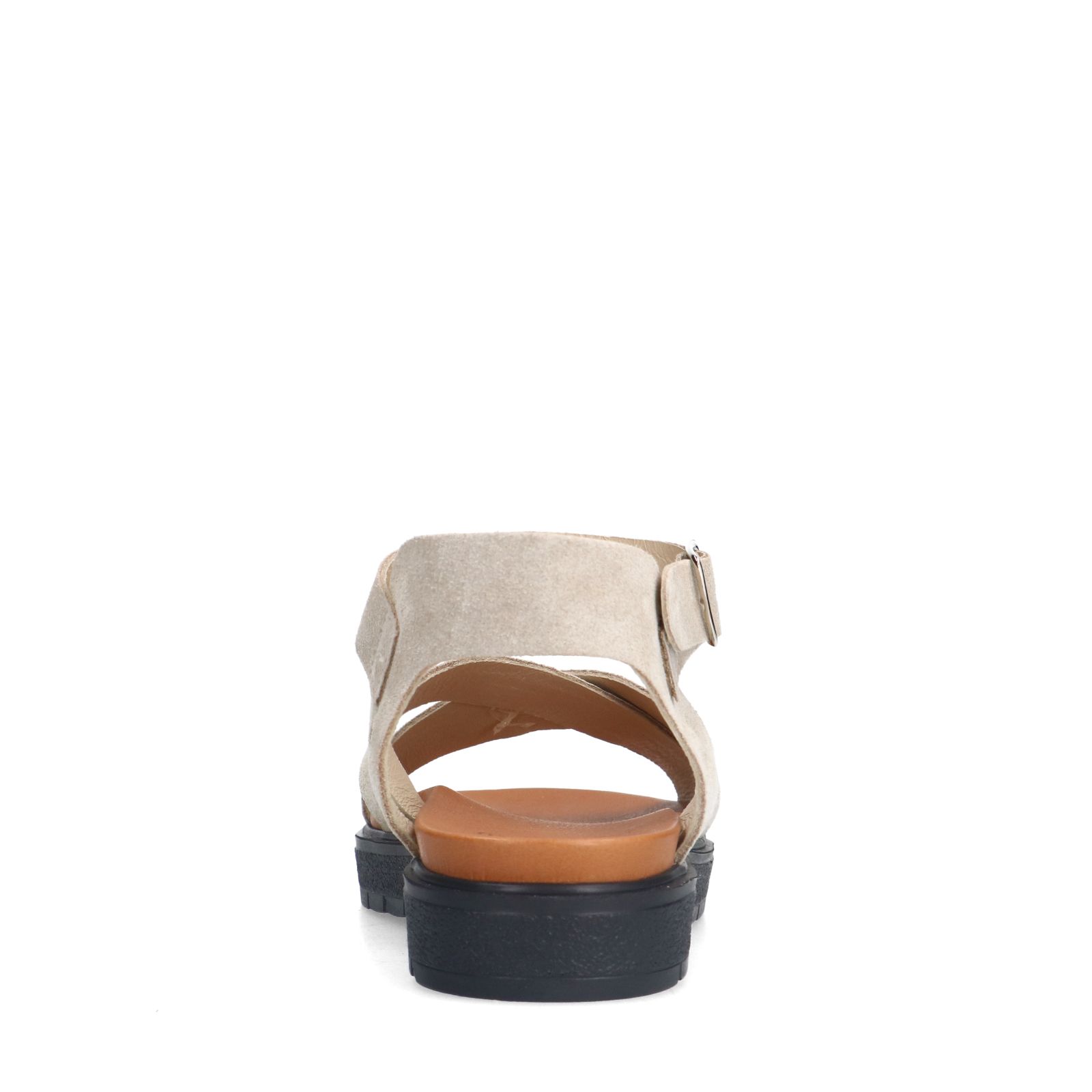 Beigefarbene Veloursleder-Sandalen