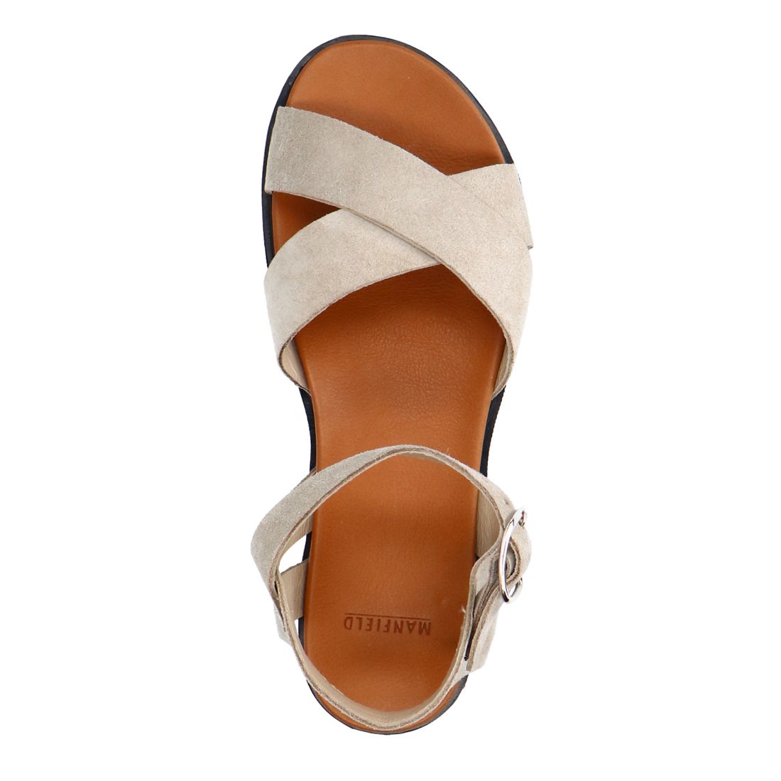 Beigefarbene Veloursleder-Sandalen