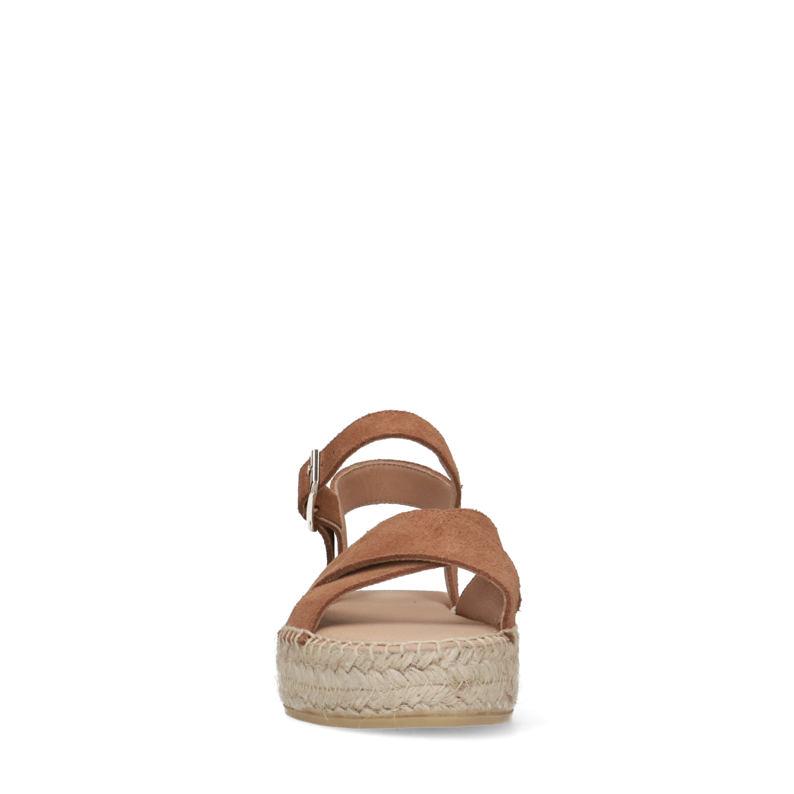 Cognacfarbene Veloursleder-Sandalen | Flache sandalen | Manfield 