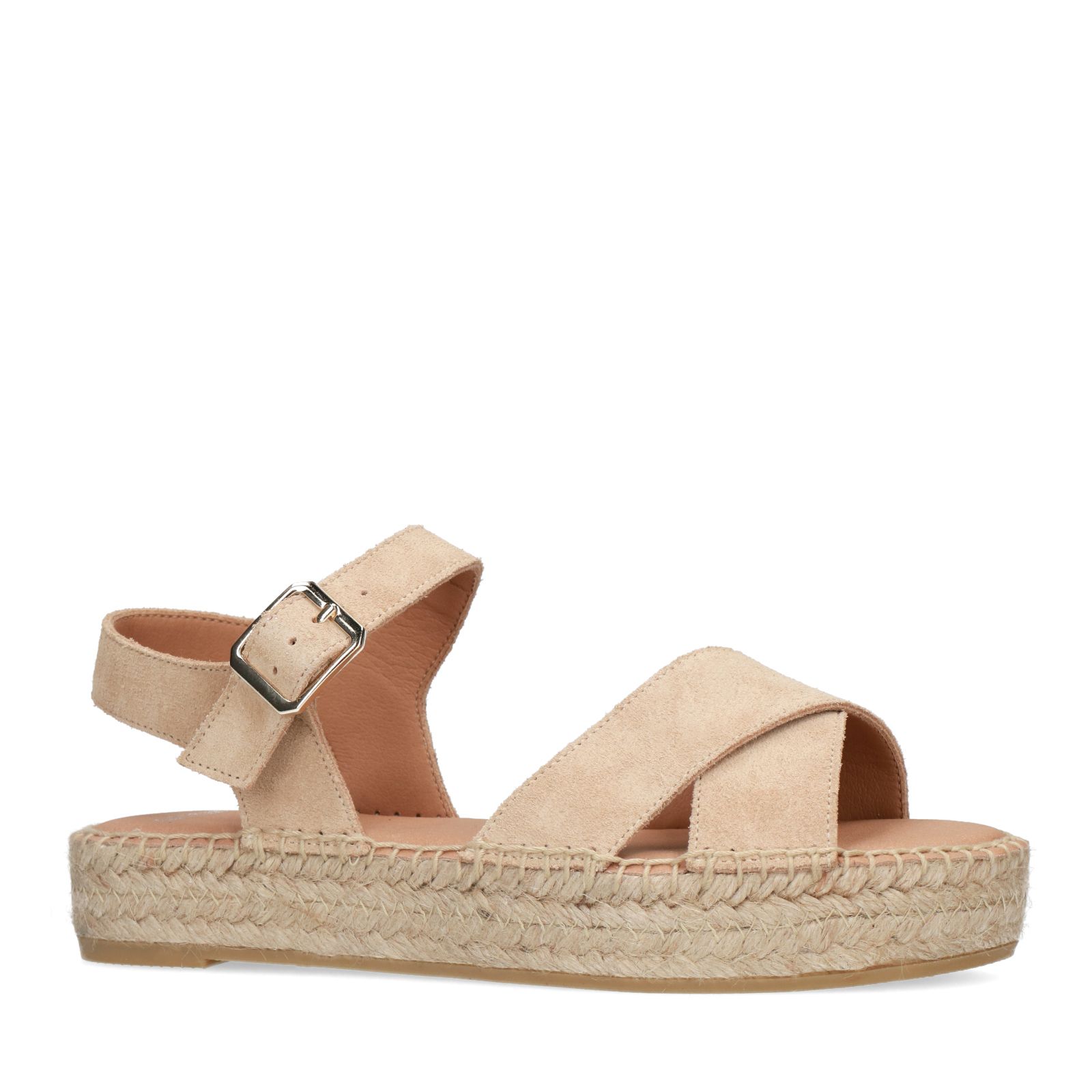 Beige sandalen met suède banden