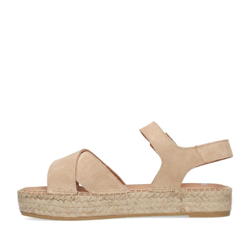 Beige sandalen met suède banden