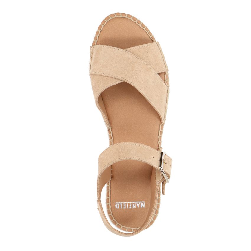 Beigefarbene Sandalen mit Veloursleder-Riemchen