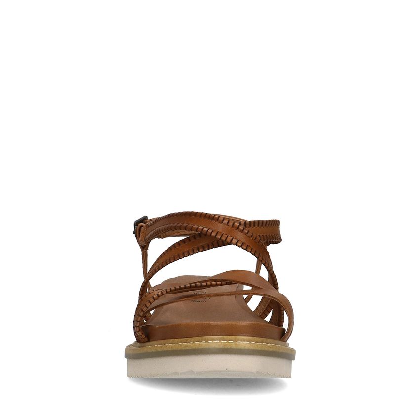 Cognac leren sandalen met bandjes