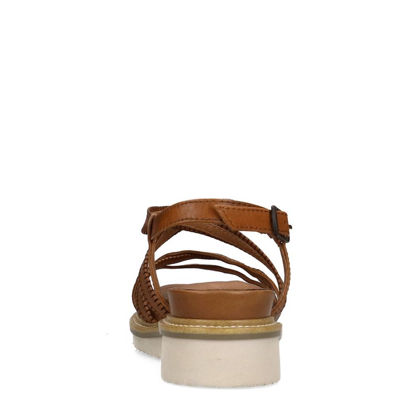 Cognac leren sandalen met bandjes