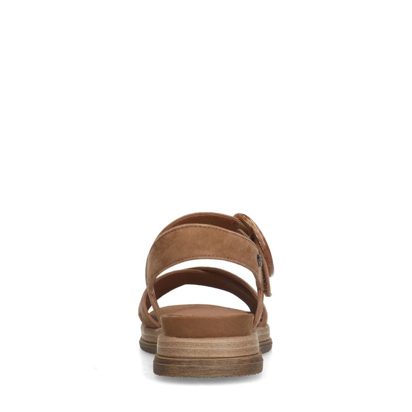 Beige suède plateau sandalen met gesp