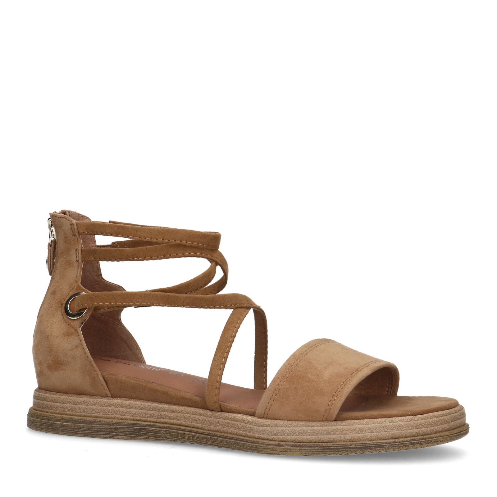 Beige suède sandalen met bandjes