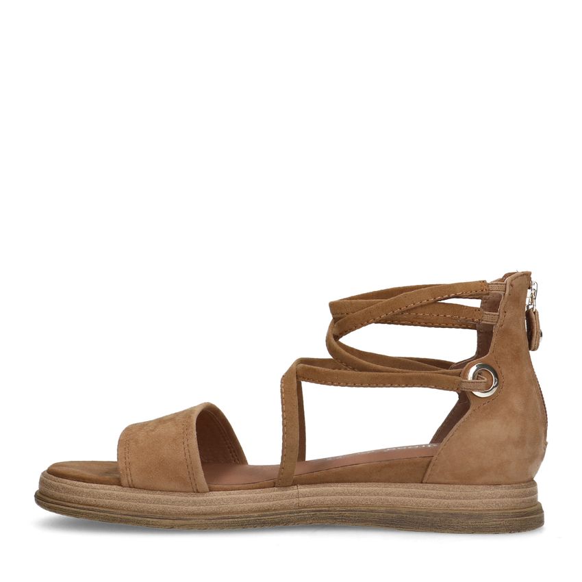 Beige suède sandalen met bandjes