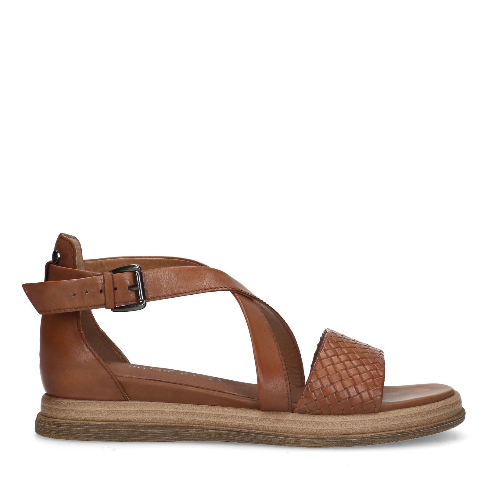 Cognac leren sandalen
