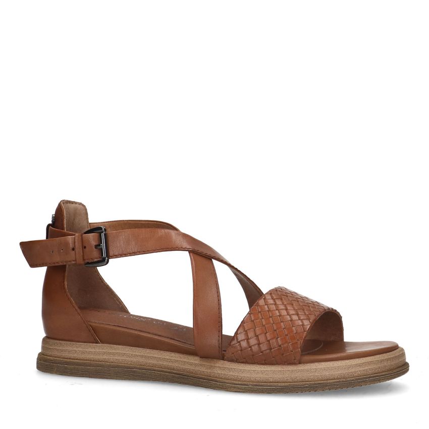 Cognac leren sandalen