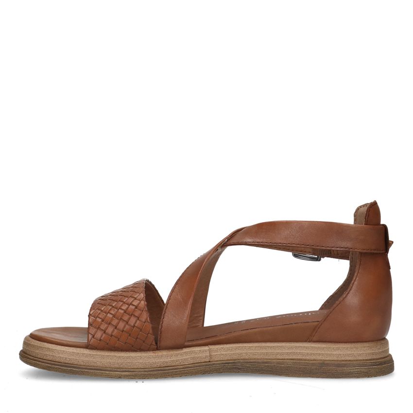 Cognac leren sandalen