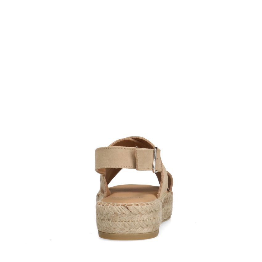 Beige suède sandalen met plateau
