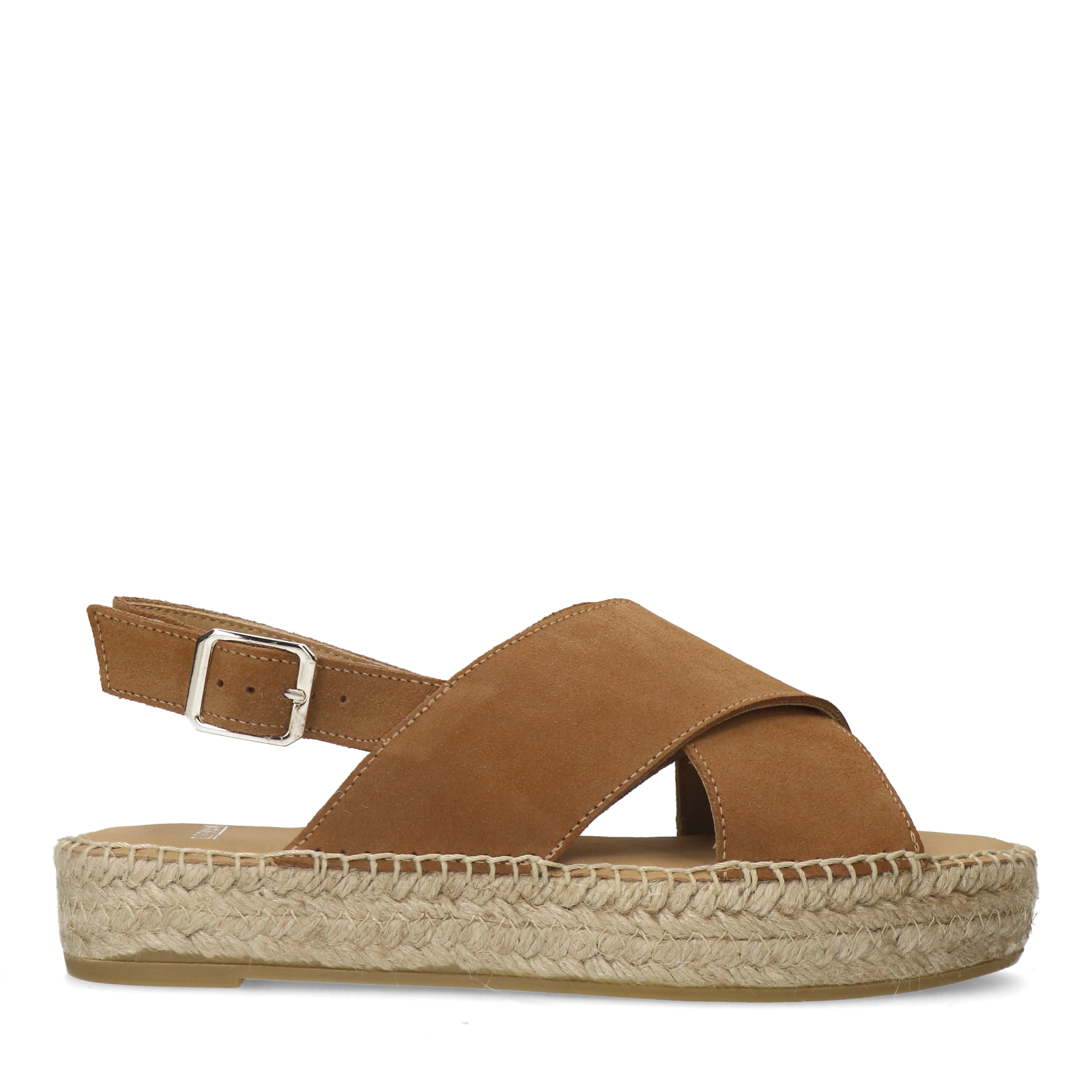 Cognacfarbene Plateausandalen aus Veloursleder | Plateau sandalen 