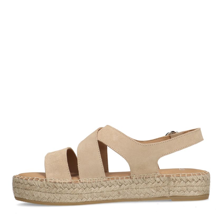 Beige suède sandalen met plateau