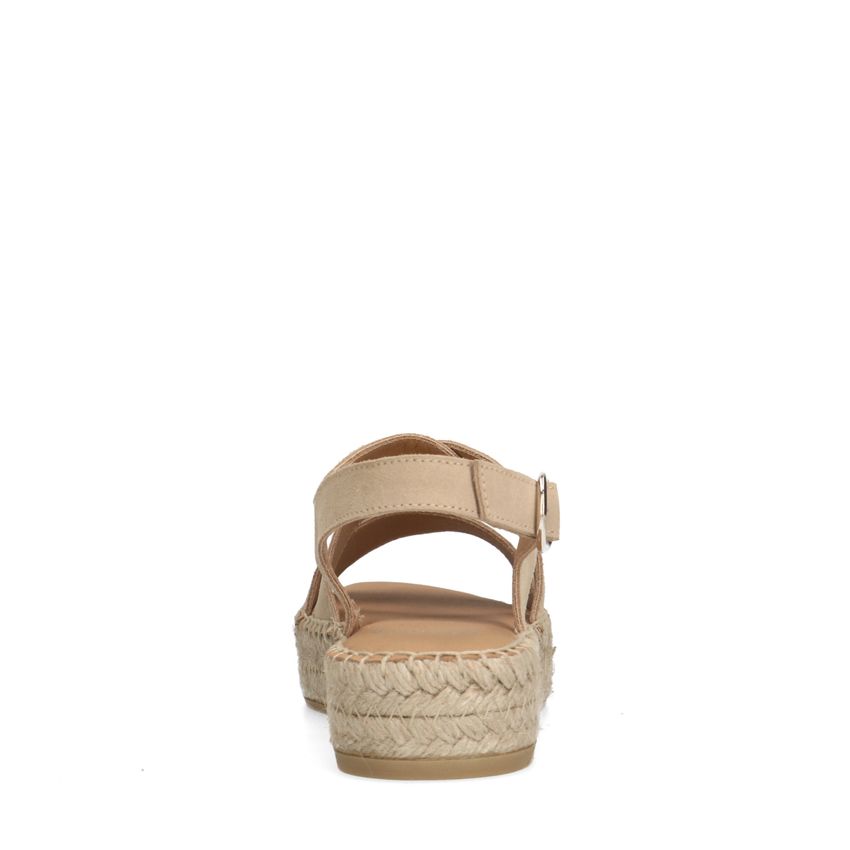 Beige suède sandalen met plateau