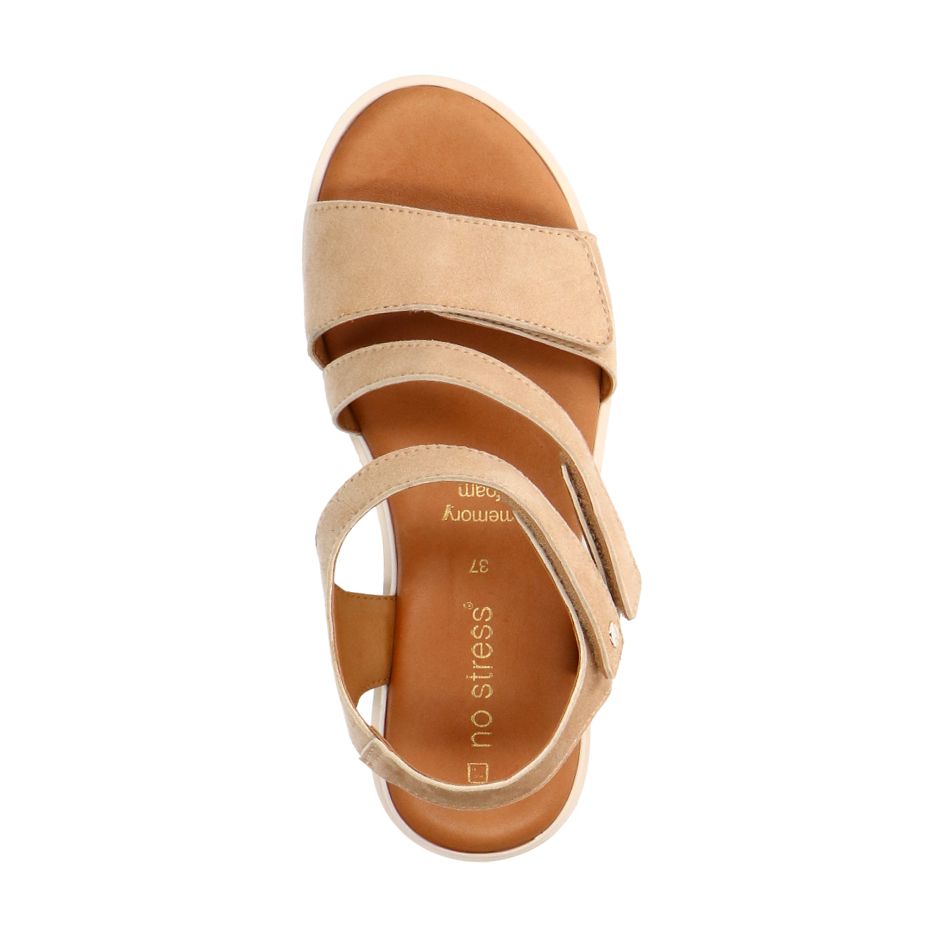 Beige suède sandalen