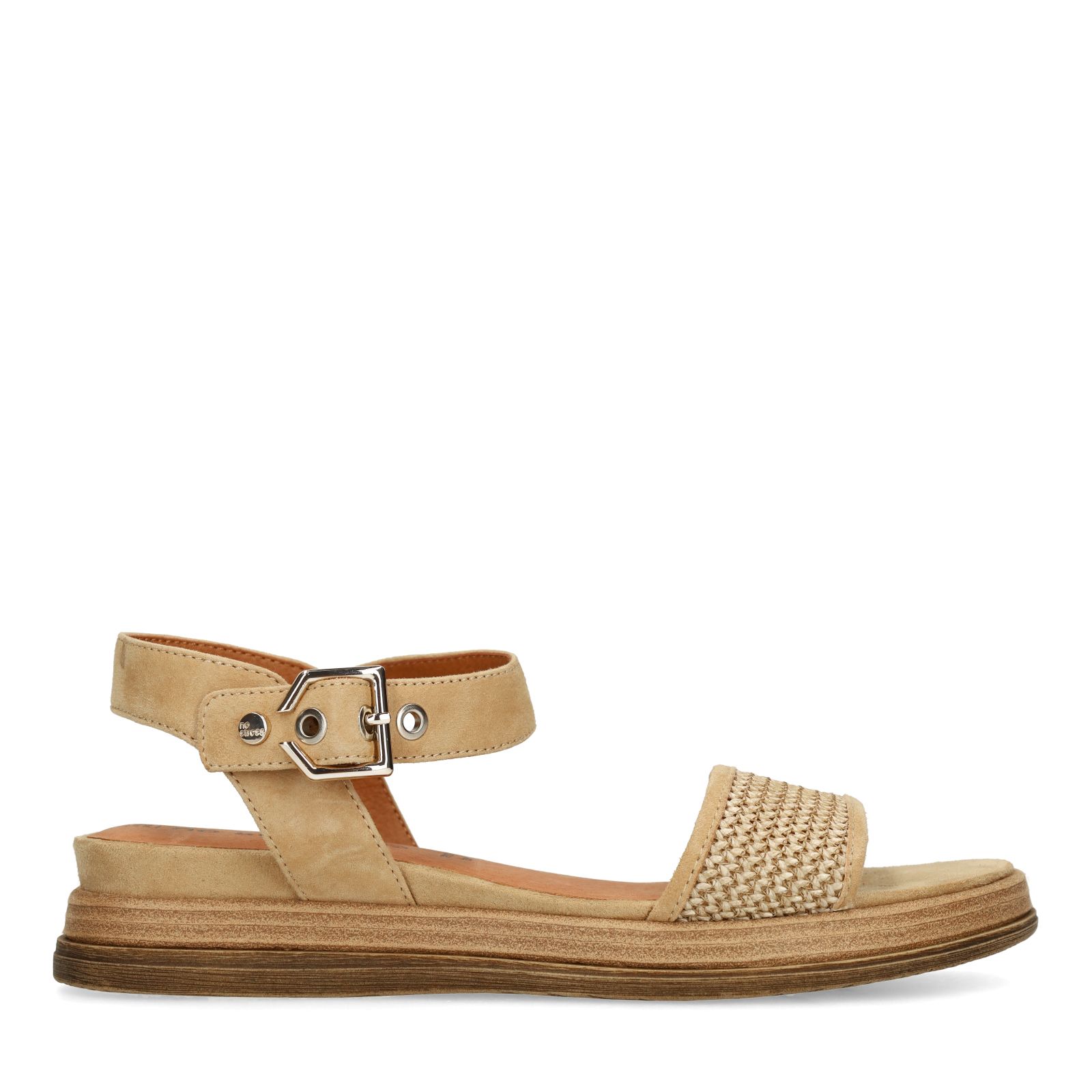 Cognacfarbene Plateausandalen aus Leder