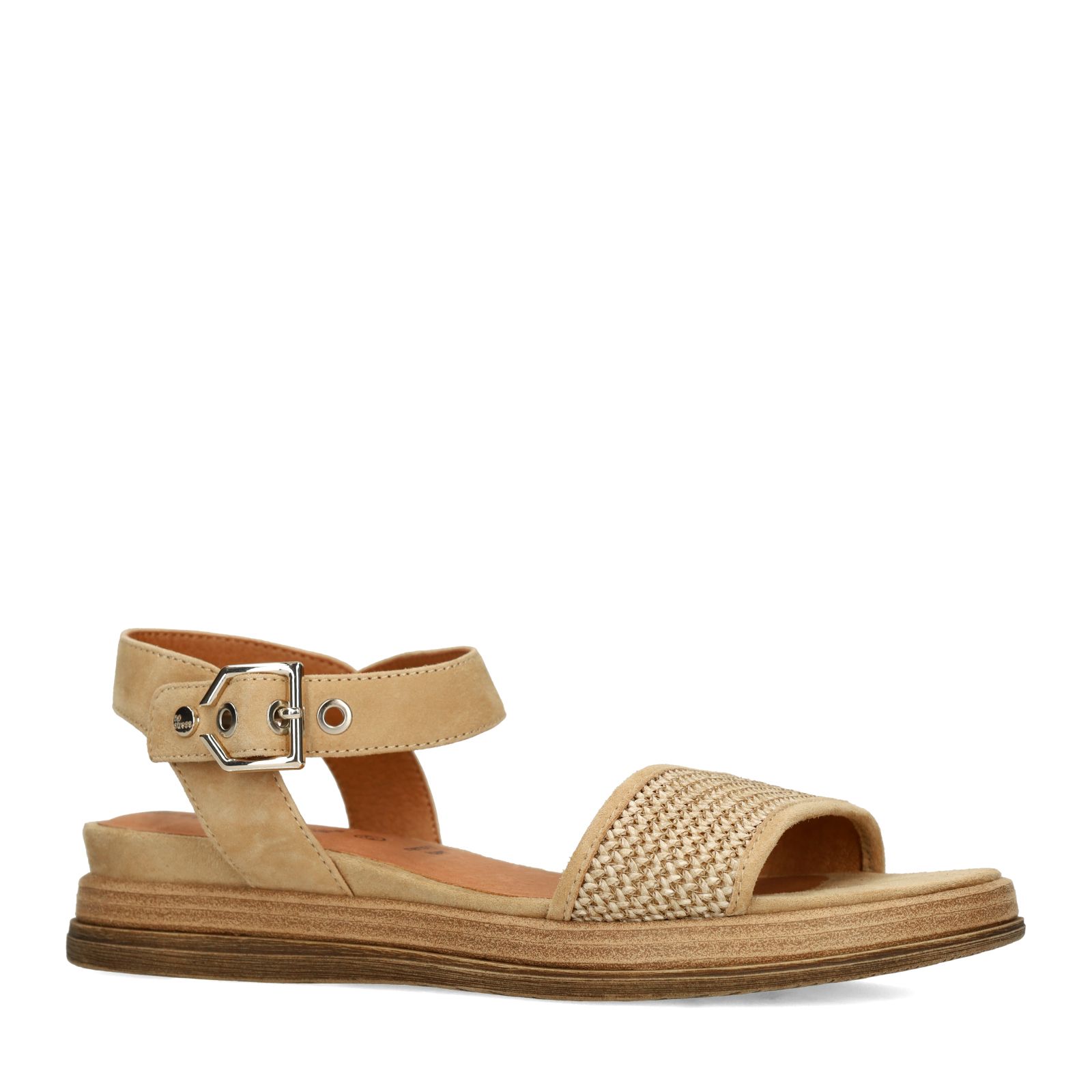 Cognacfarbene Plateausandalen aus Leder