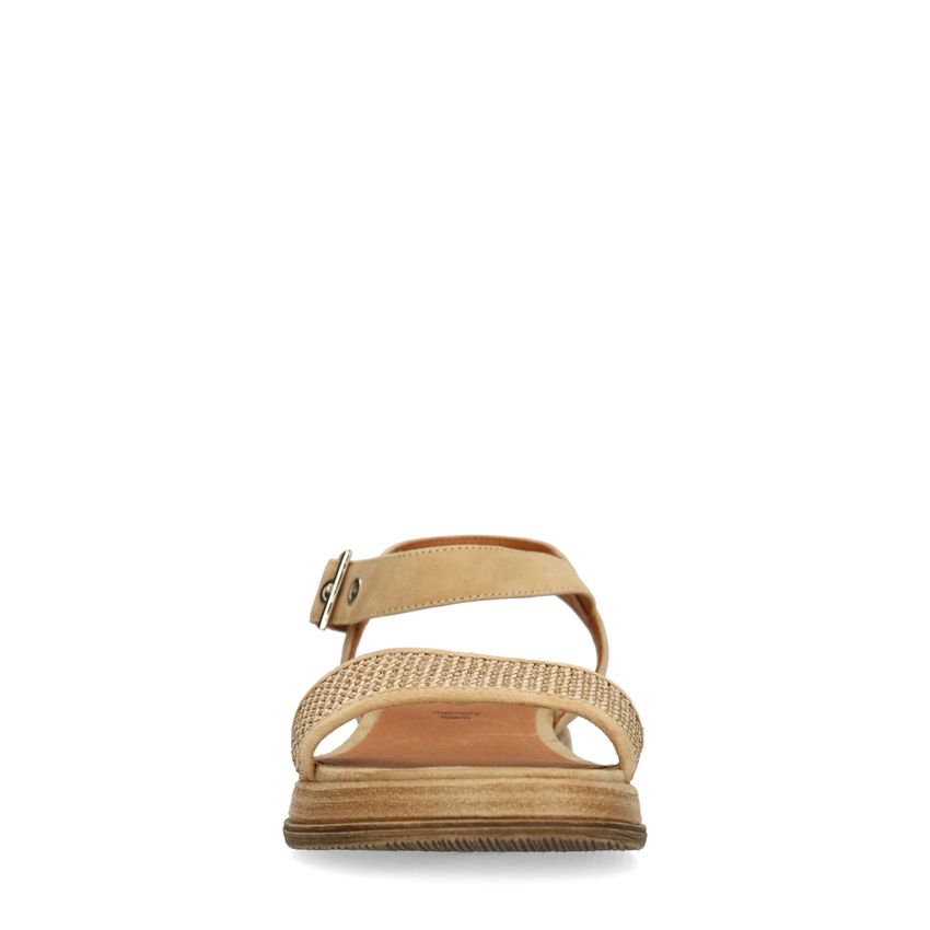 Cognac leren plateau sandalen