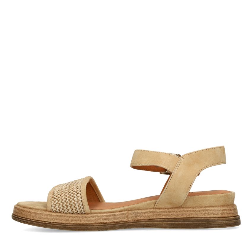 Cognac leren plateau sandalen