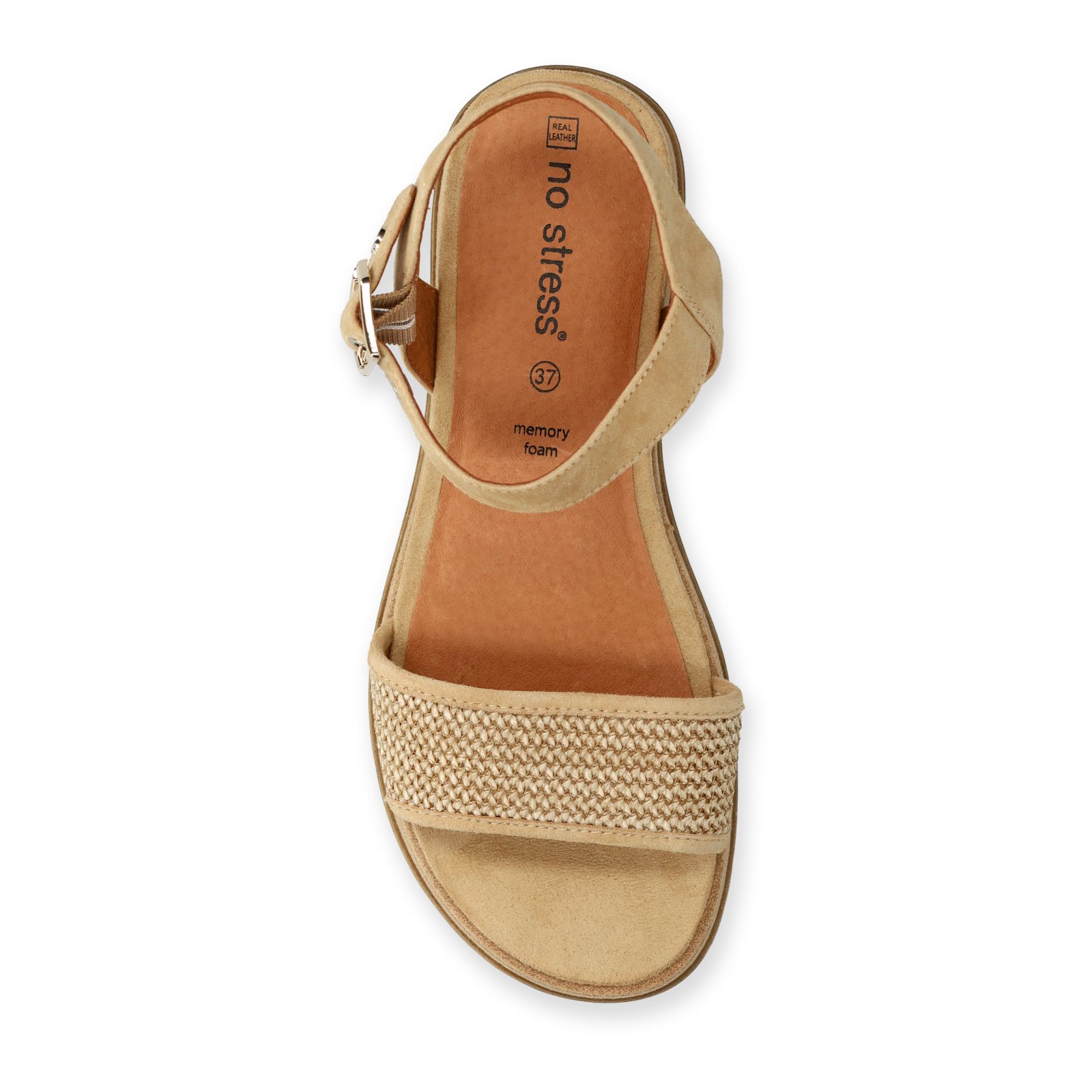 Cognac leren plateau sandalen