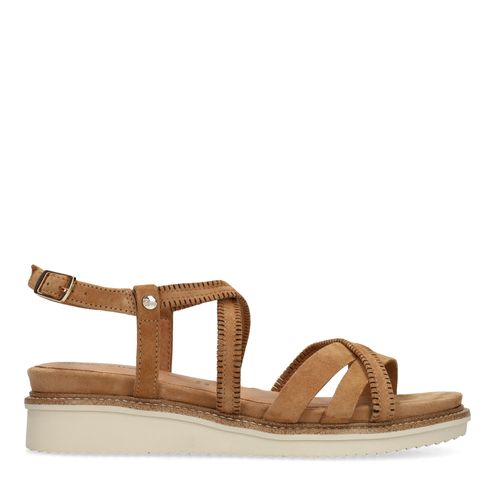 Beigefarbene Ledersandalen