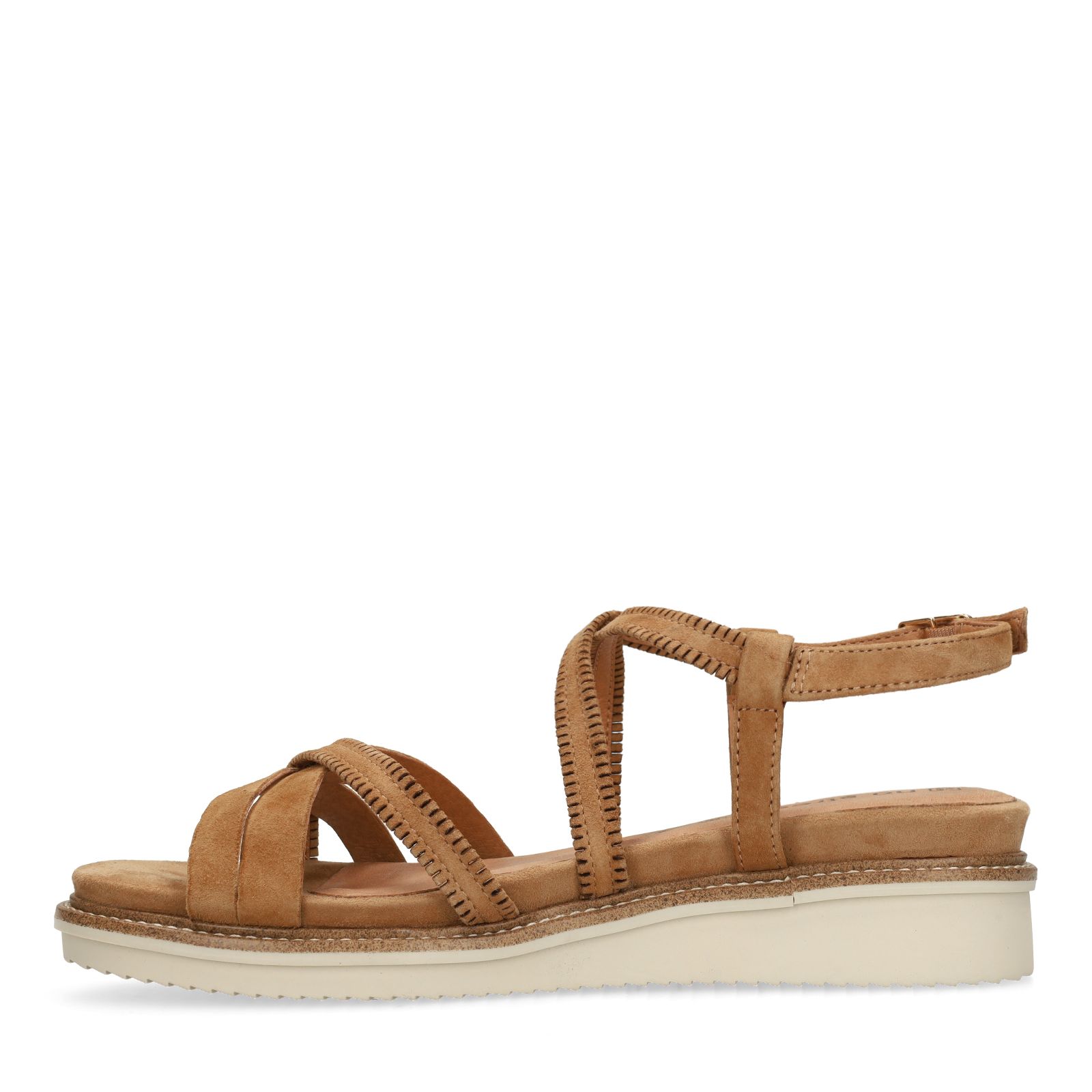 Beigefarbene Ledersandalen