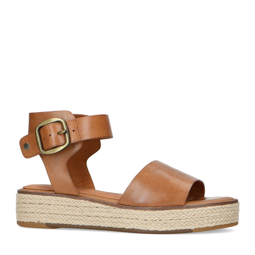 Cognac leren sandalen