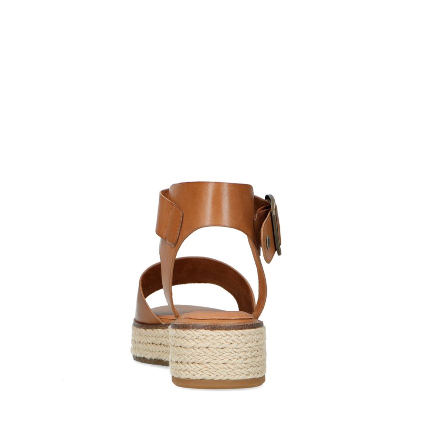 Cognac leren sandalen