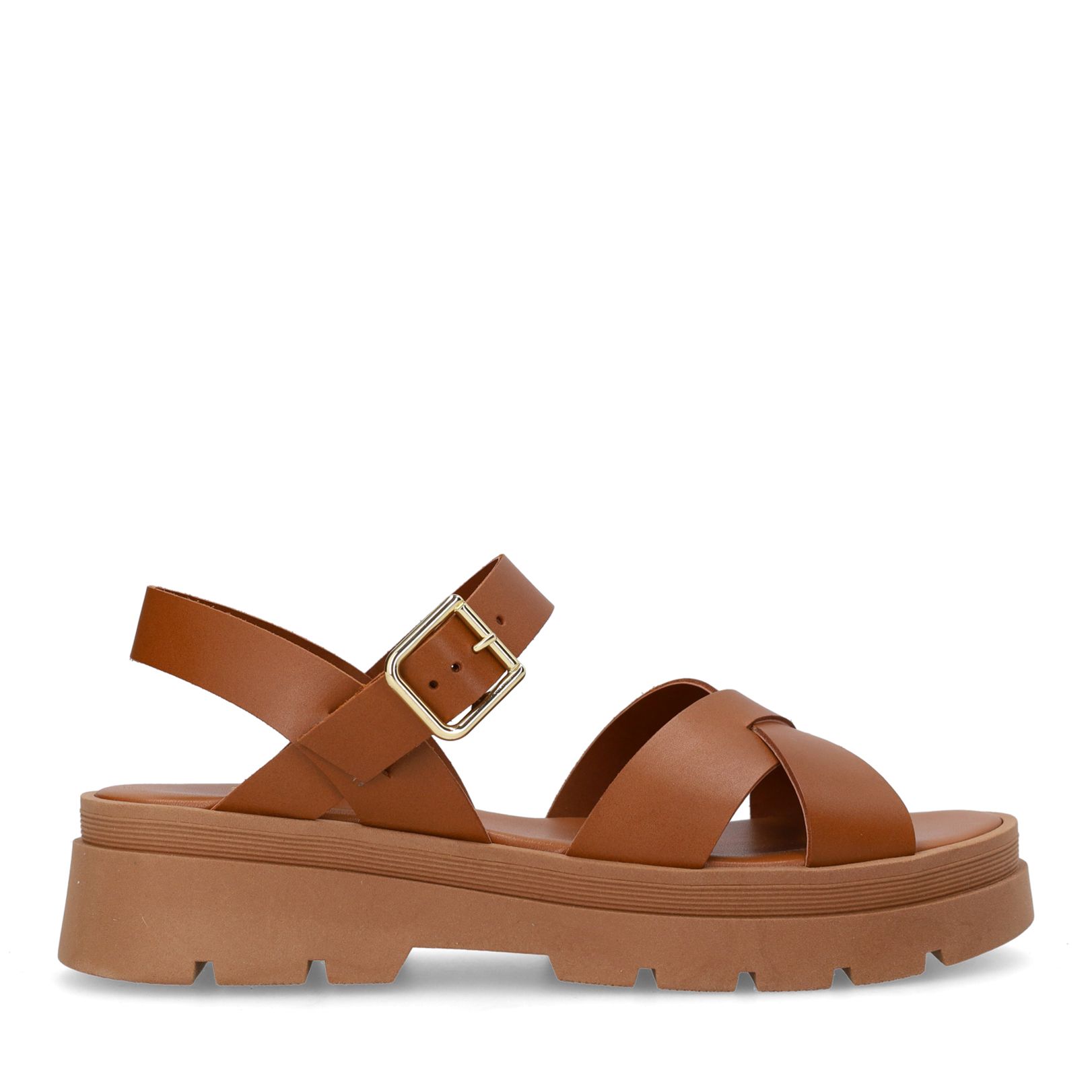 Cognacfarbene Ledersandalen