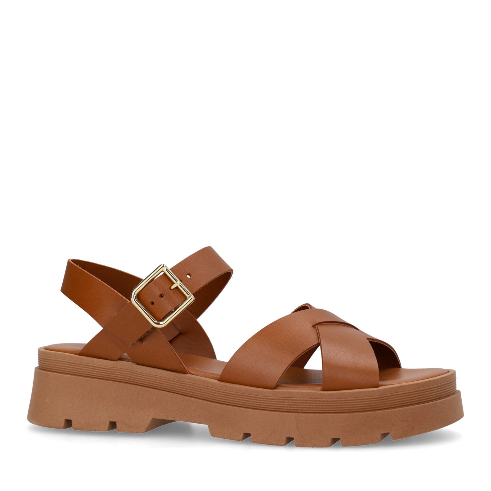 Cognac leren sandalen