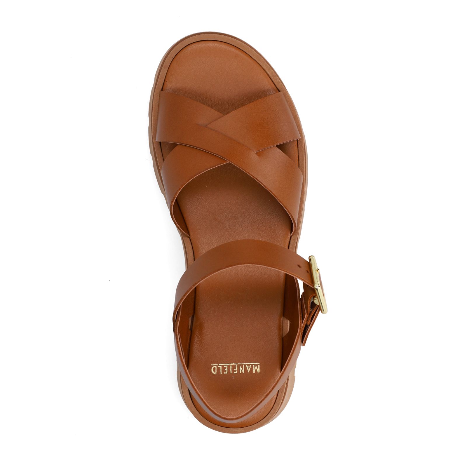 Cognac leren sandalen