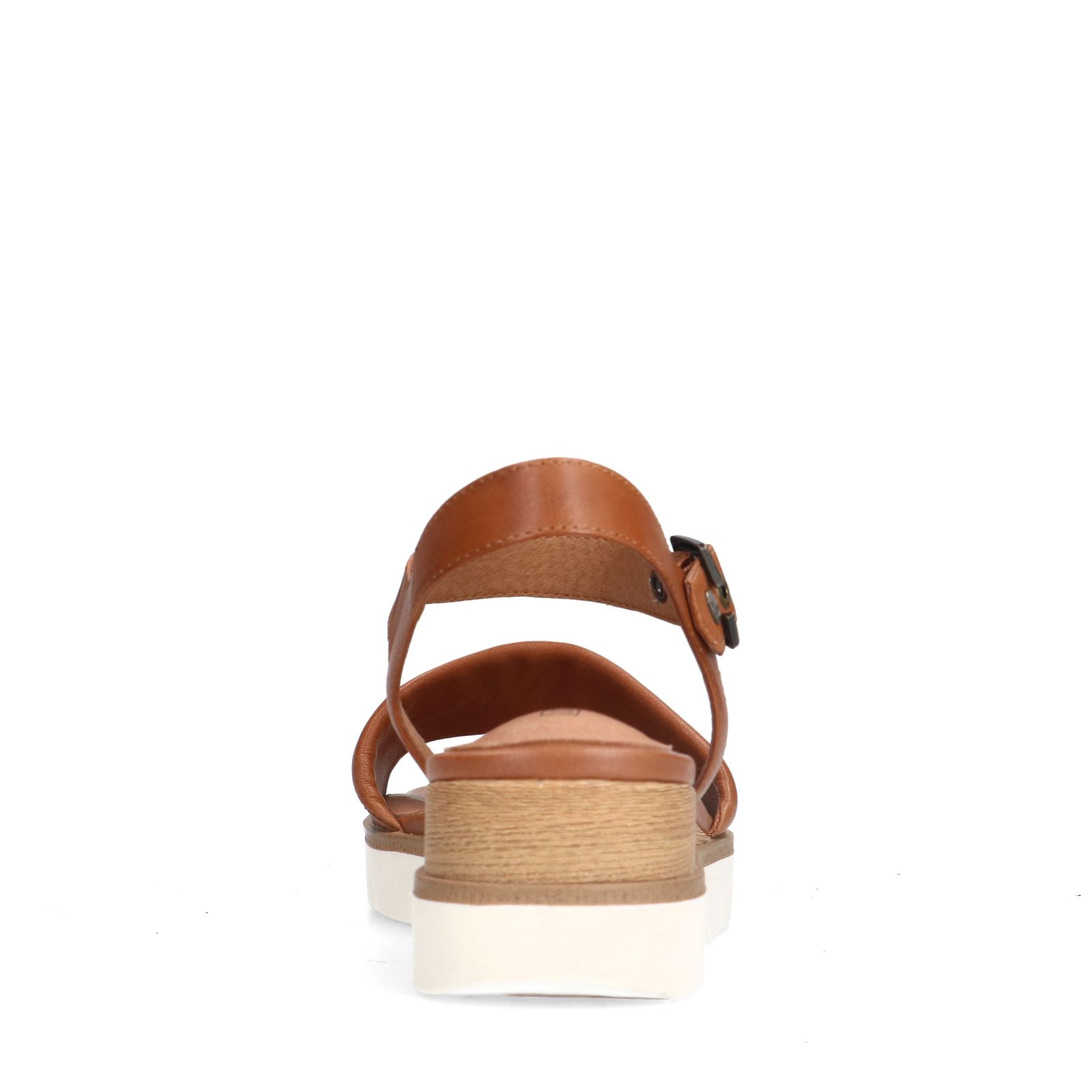 Cognac leren sandalen met witte zool
