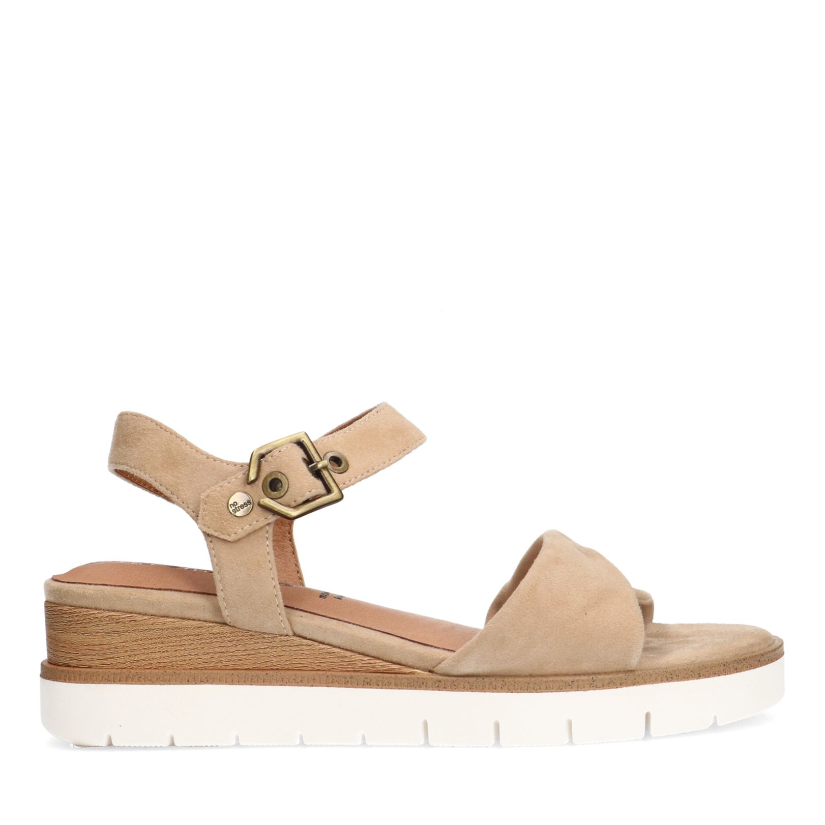 Beige suède sandalen