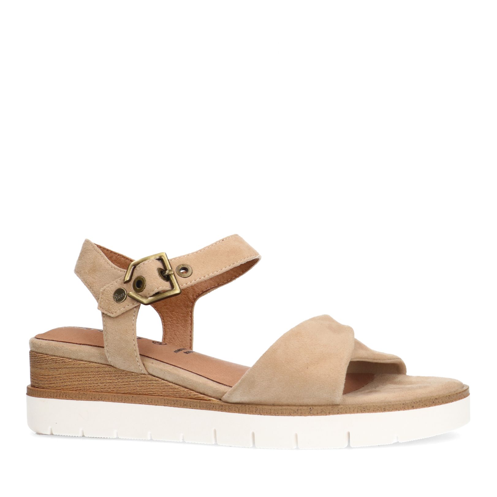 Beige suède sandalen
