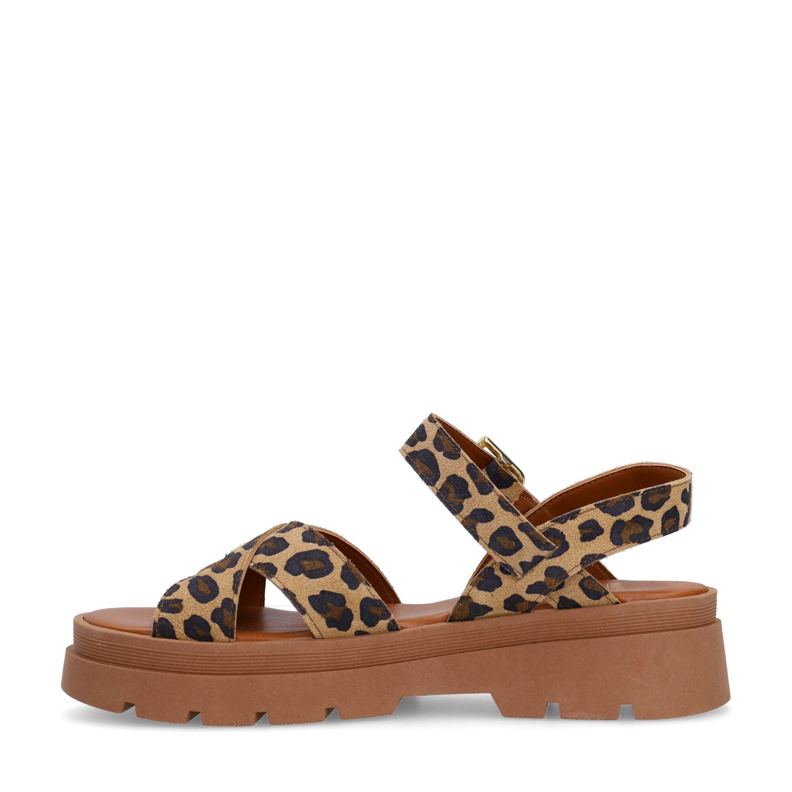 Suède leopard sandalen
