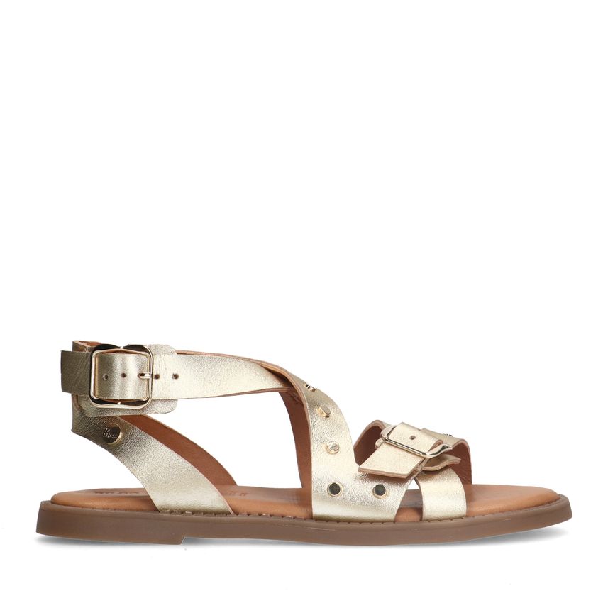 Gouden leren sandalen met studs