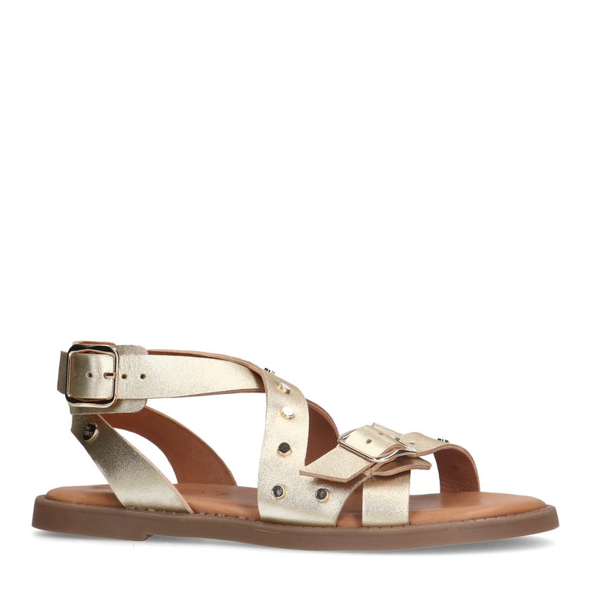 Gouden leren sandalen met studs