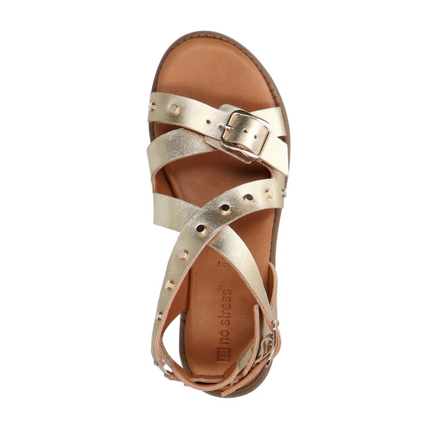 Gouden leren sandalen met studs