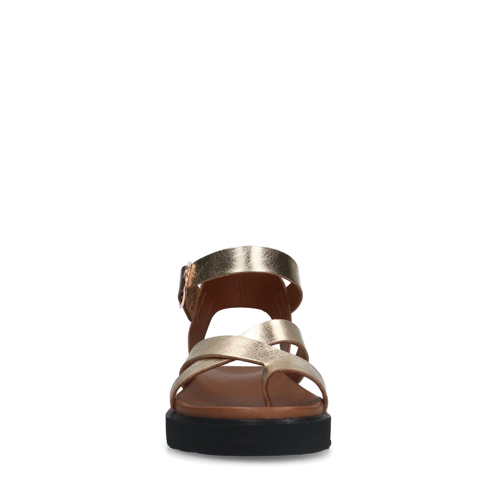 Goldfarbene Plateausandalen aus Leder