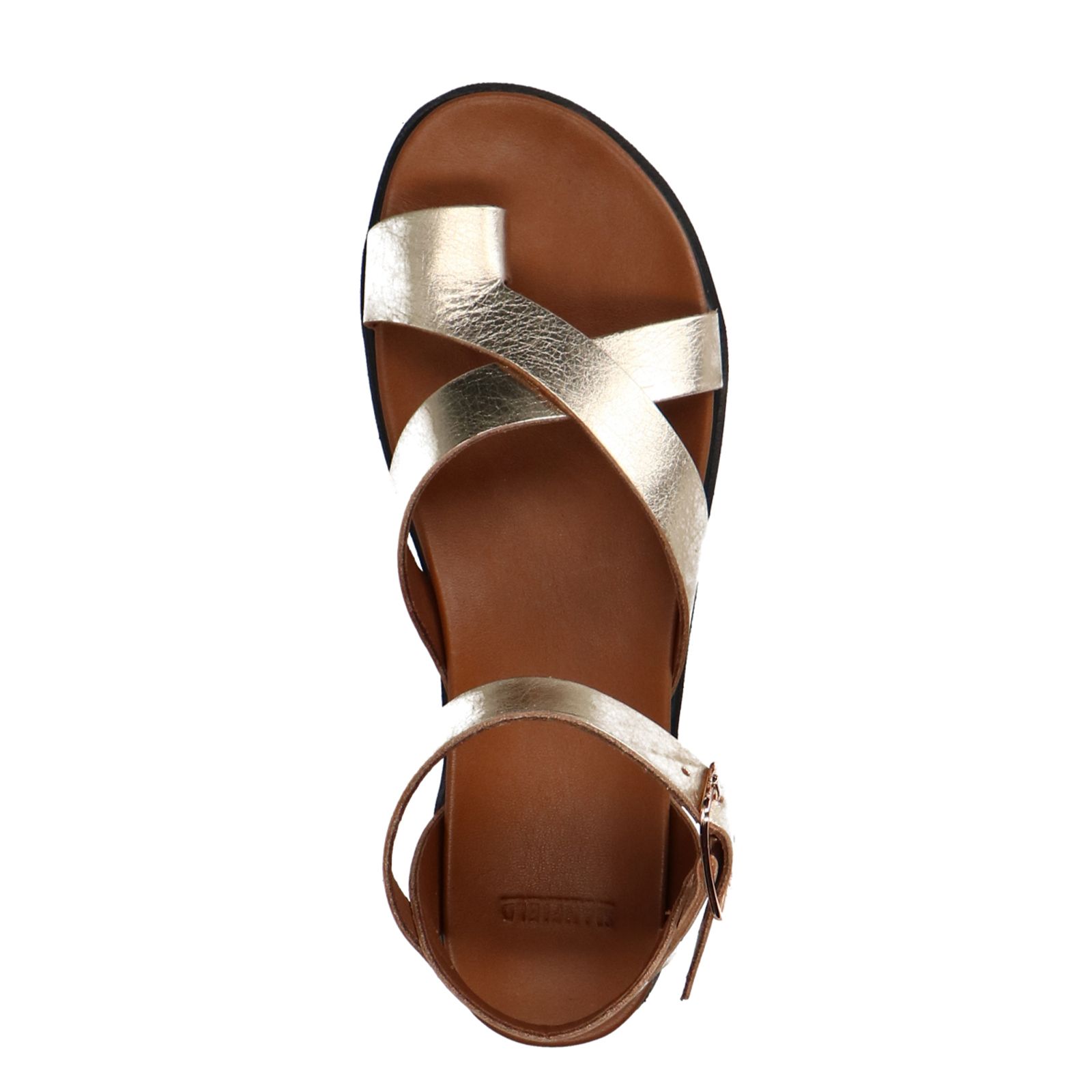 Gouden leren sandalen met plateauzool