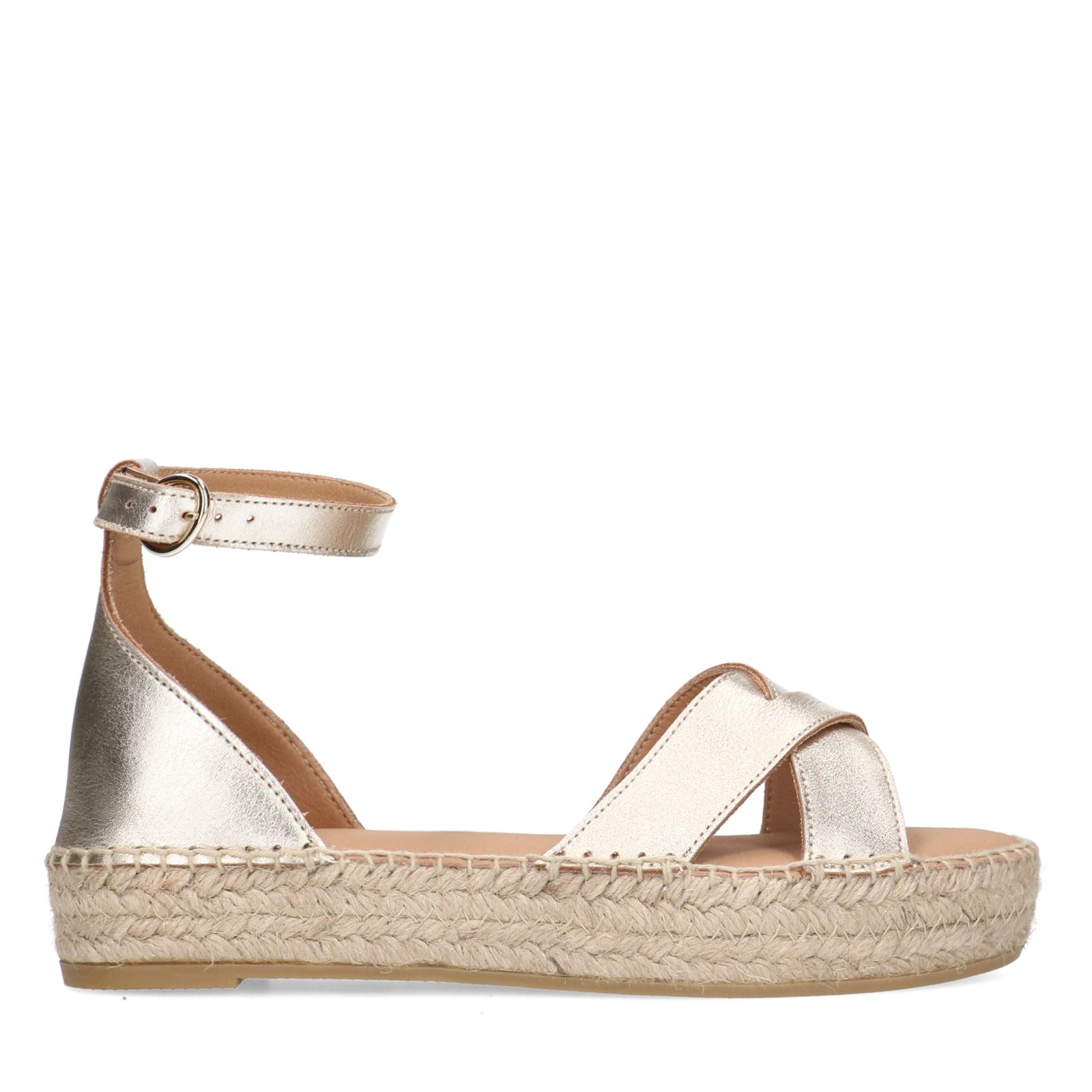 Gouden metallic sandalen met touwzool