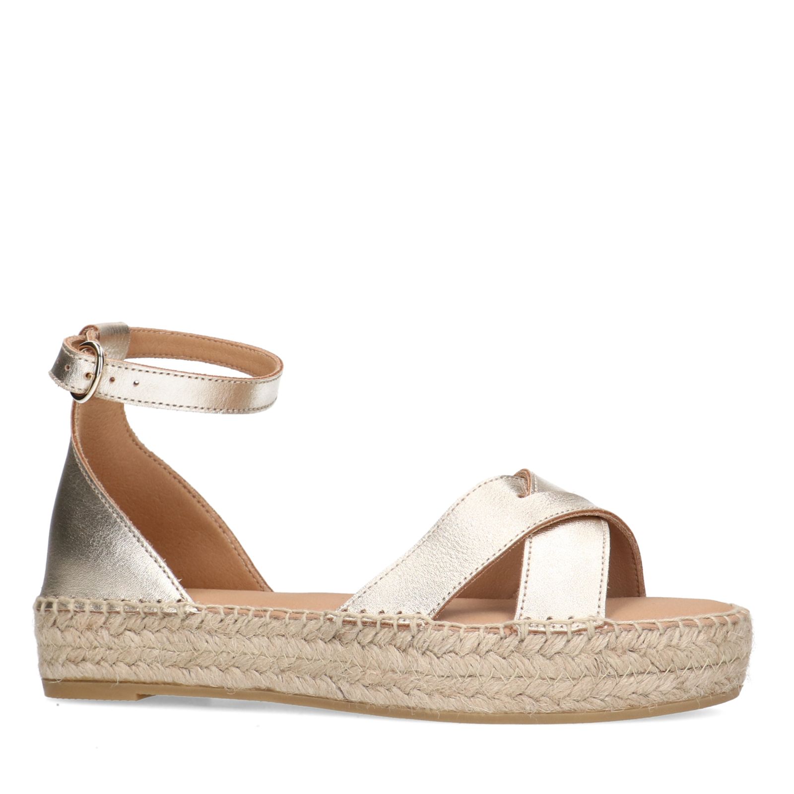 Gouden metallic sandalen met touwzool