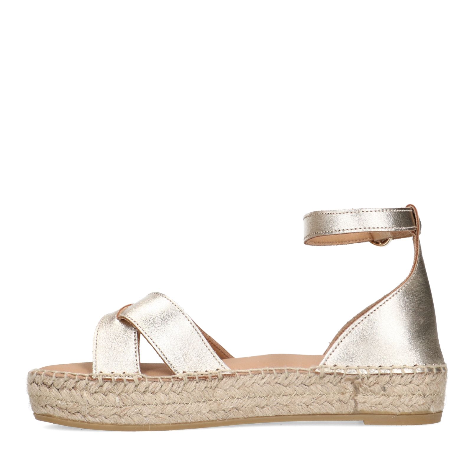 Gouden metallic sandalen met touwzool