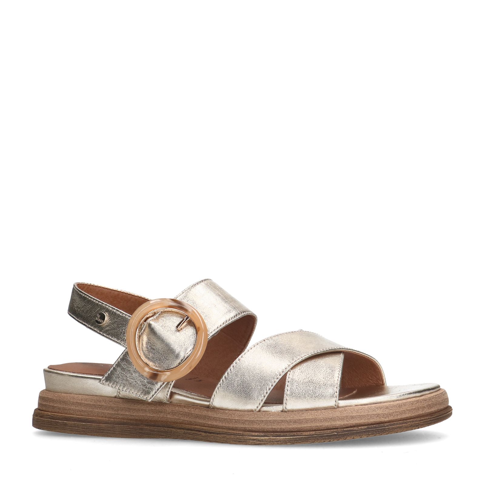 Gouden leren plateau sandalen met gesp