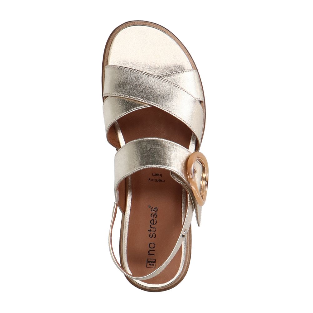 Gouden leren plateau sandalen met gesp