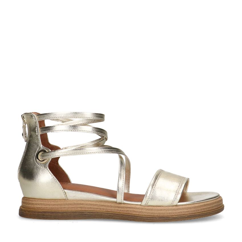 Gouden leren sandalen met bandjes