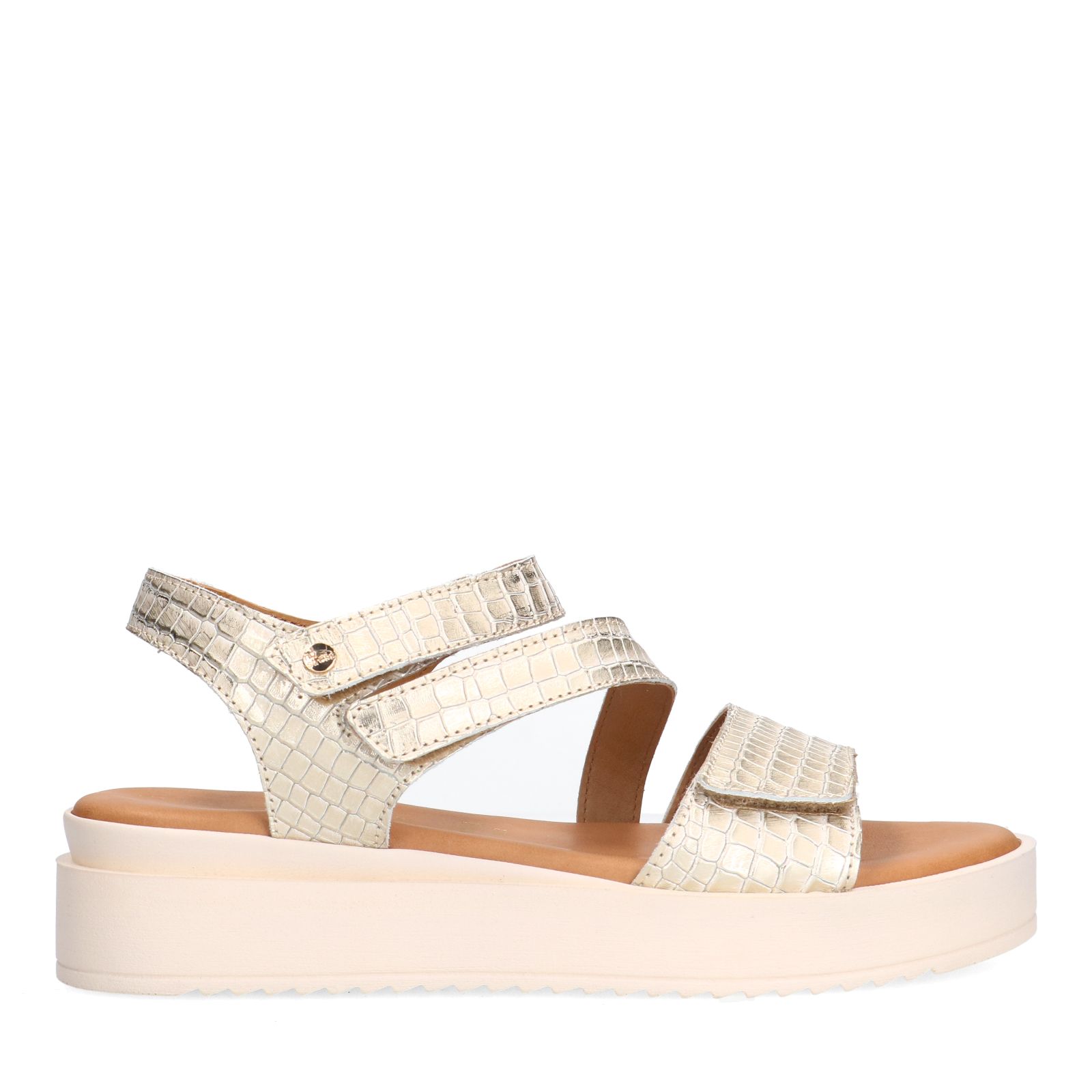 Gouden leren croco sandalen
